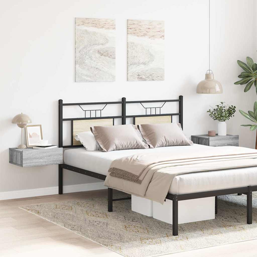 natborde til væg 2 stk. 40x30x15 cm konstrueret træ grå sonoma