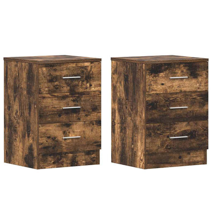 sengeborde 2 stk. 38x35x56 cm konstrueret træ røget egetræ