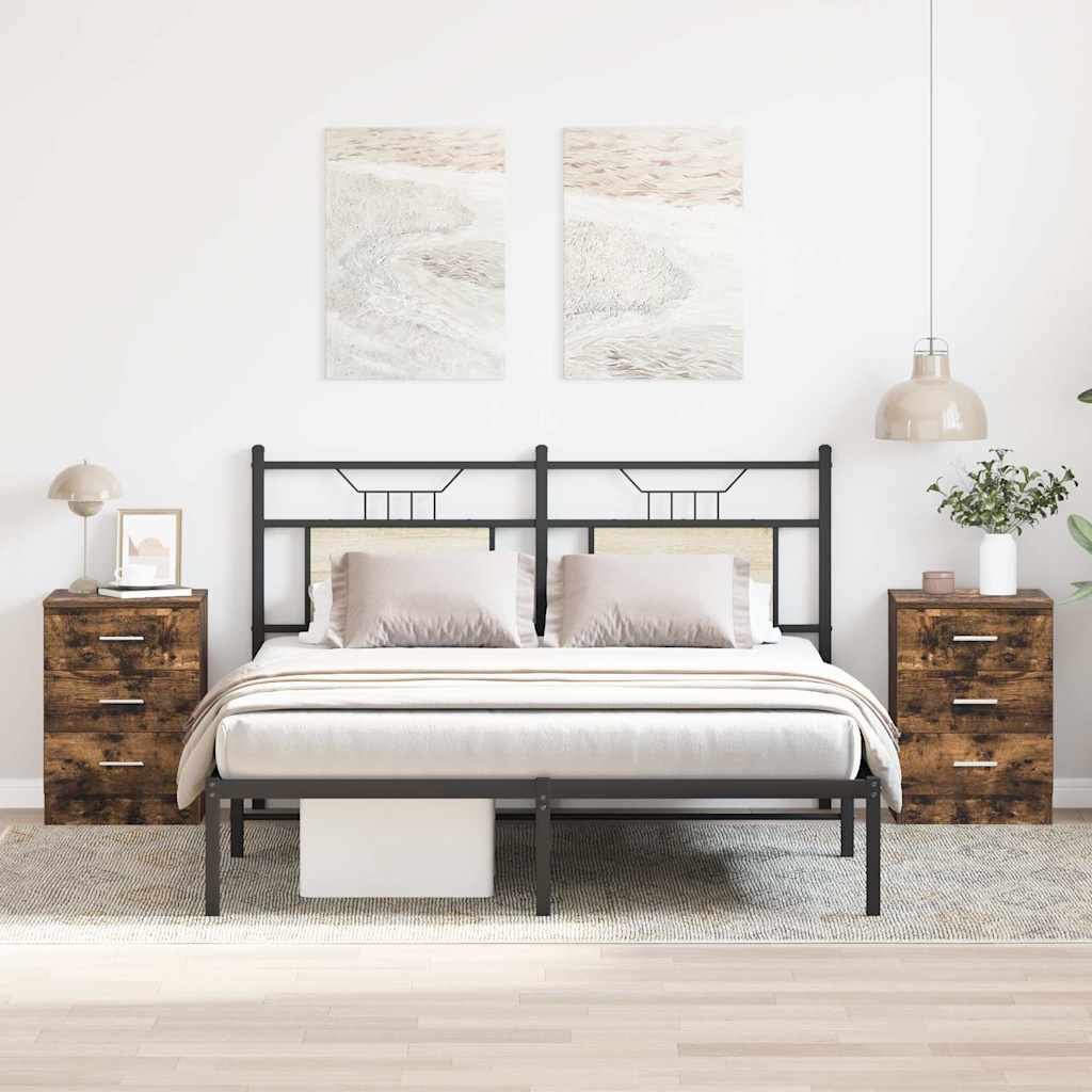 sengeborde 2 stk. 38x35x56 cm konstrueret træ røget egetræ