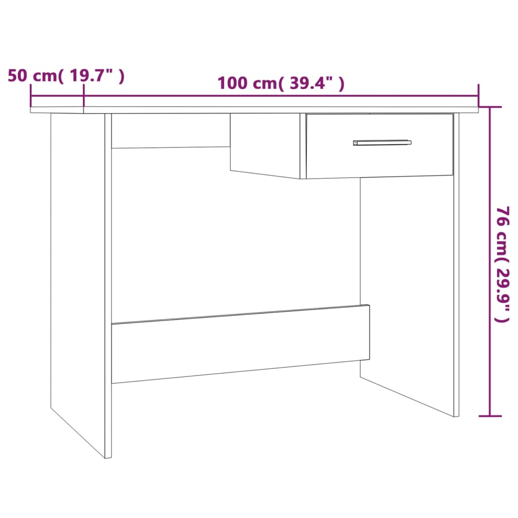 skrivebord 100x50x76 cm konstrueret træ grå sonoma-eg
