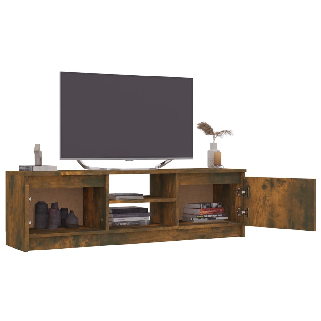 tv-bord 120x30x35,5 cm konstrueret træ røget egetræsfinish