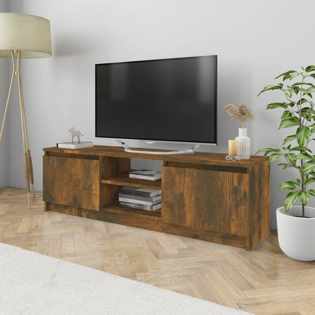 tv-bord 120x30x35,5 cm konstrueret træ røget egetræsfinish