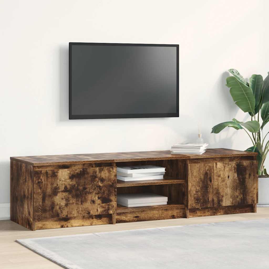 tv-bord 140x40x35,5 cm konstrueret træ røget egetræsfinish