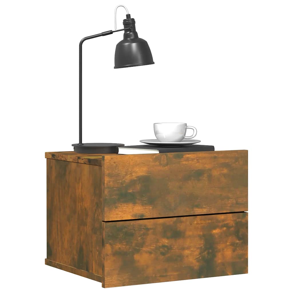 sengebord 40x30x30 cm konstrueret træ røget egetræsfarve