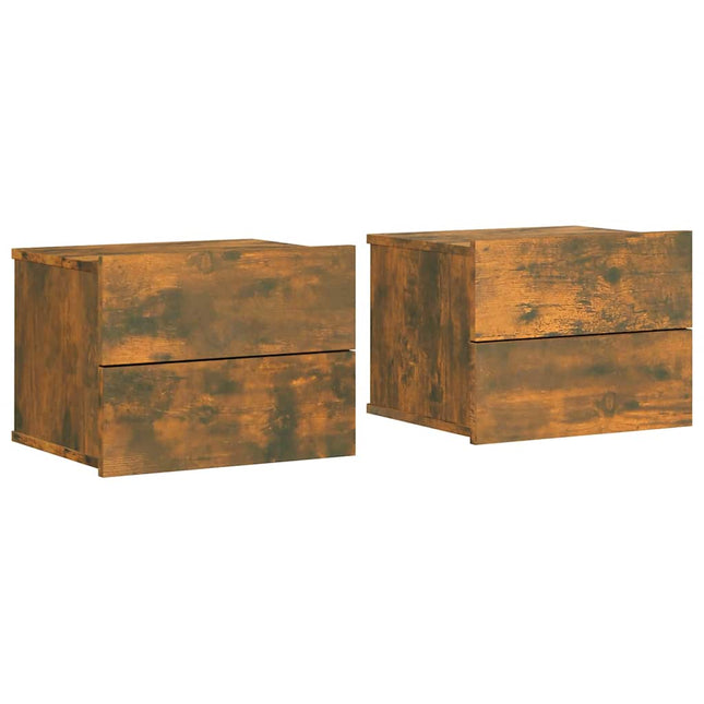 sengeborde 2 stk. 40x30x30 cm konstrueret træ røget egetræ