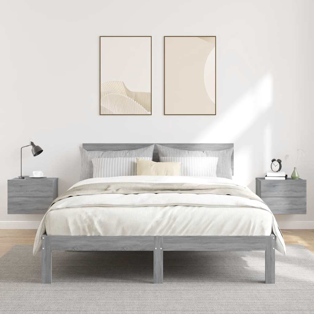 sengeborde 2 stk. 40x30x30 cm konstrueret træ grå sonoma-eg