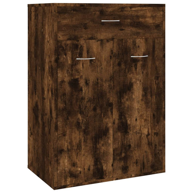 skoskab 60x35x84 cm konstrueret træ røget egetræsfarve
