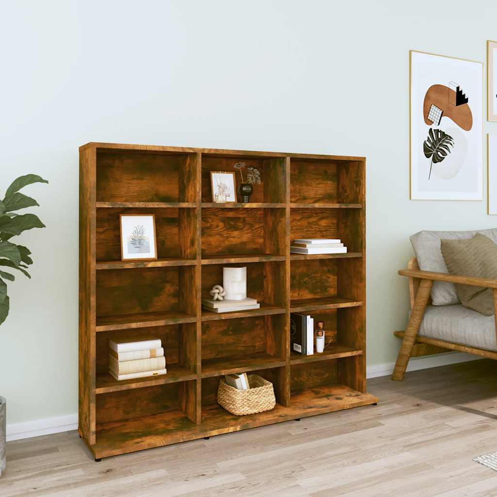 cd-reol 100x23x89,5 cm konstrueret træ røget egetræsfarve billede