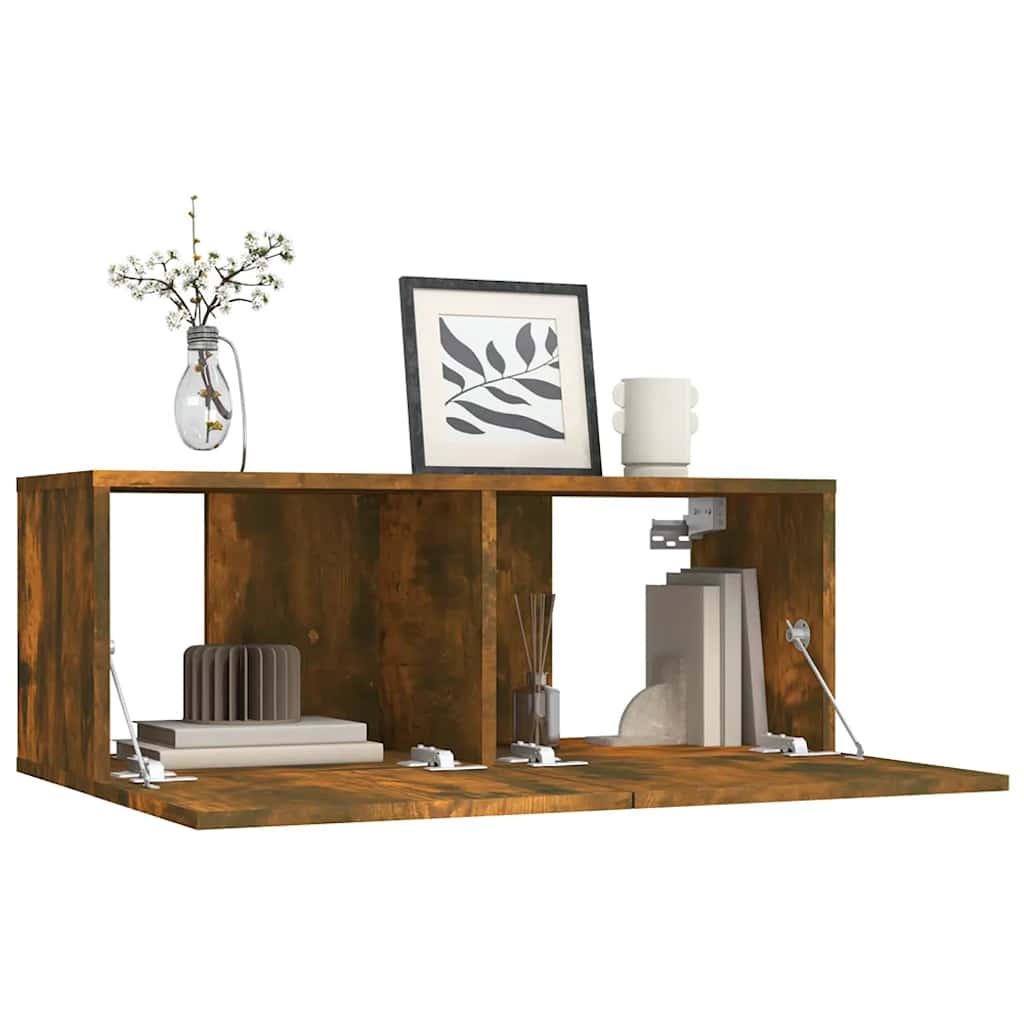 tv-bord 80x30x30 cm konstrueret træ røget egetræsfarve