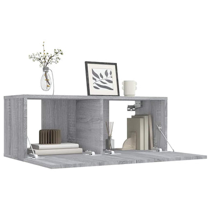 tv-bord 80x30x30 cm konstrueret træ grå sonoma-eg