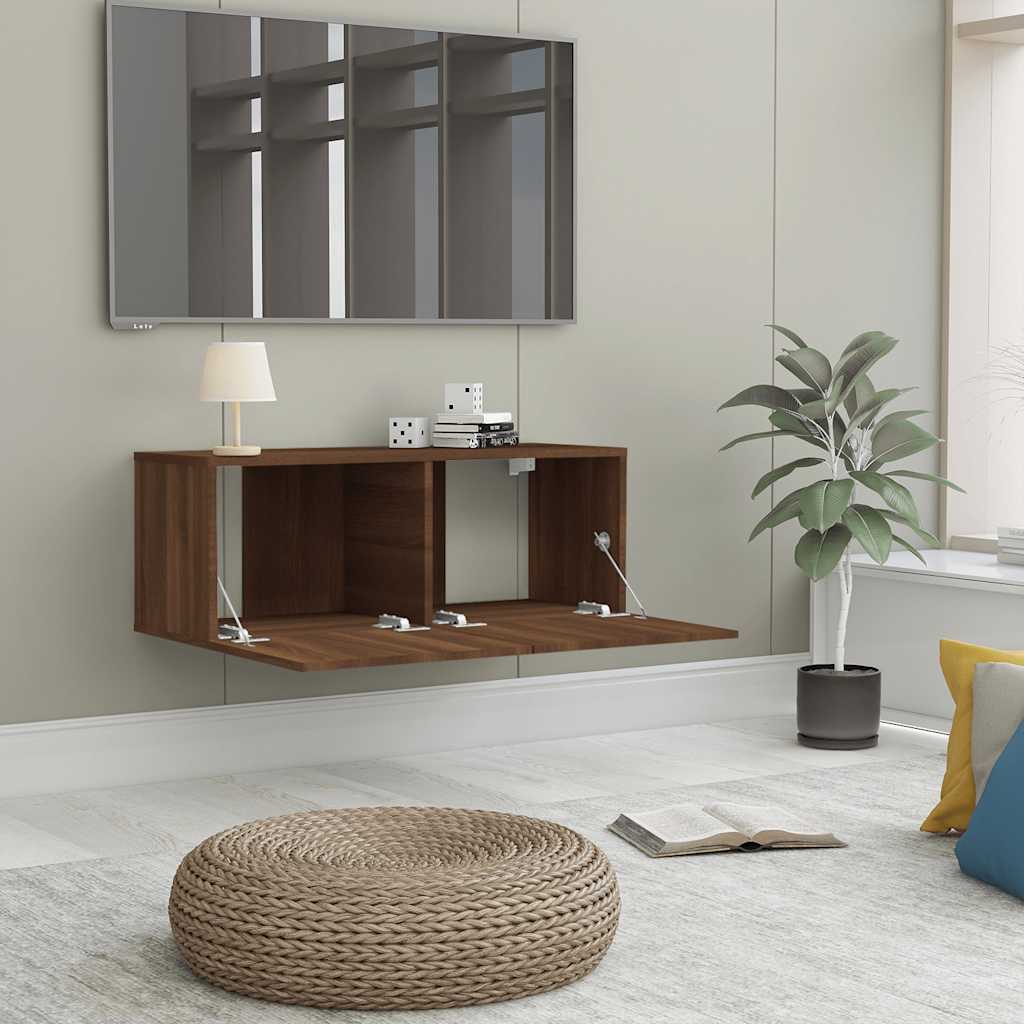 tv-bord 80x30x30 cm konstrueret træ brun egetræsfarve