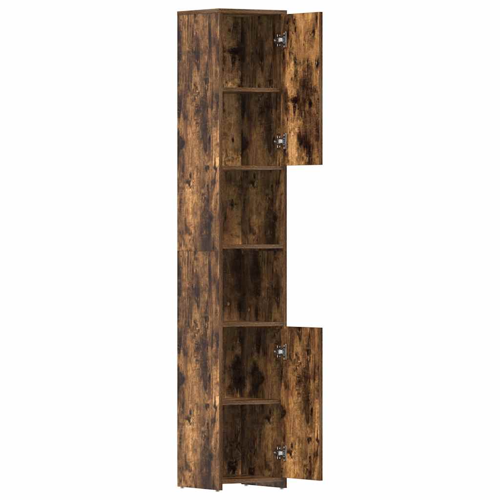 badeværelsesskab 30x30x183,5 cm konstrueret træ røget egetræ