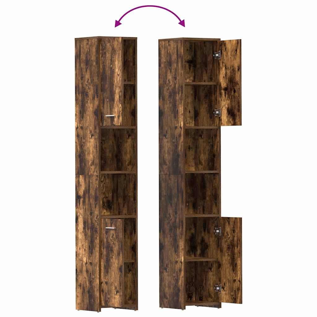 badeværelsesskab 30x30x183,5 cm konstrueret træ røget egetræ