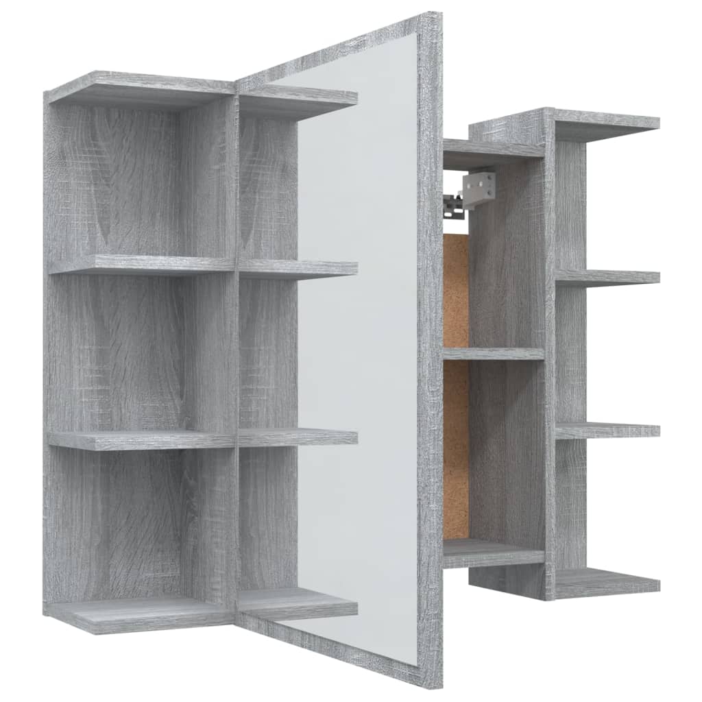 skab med spejl 80x20,5x64 cm konstrueret træ grå sonoma-eg