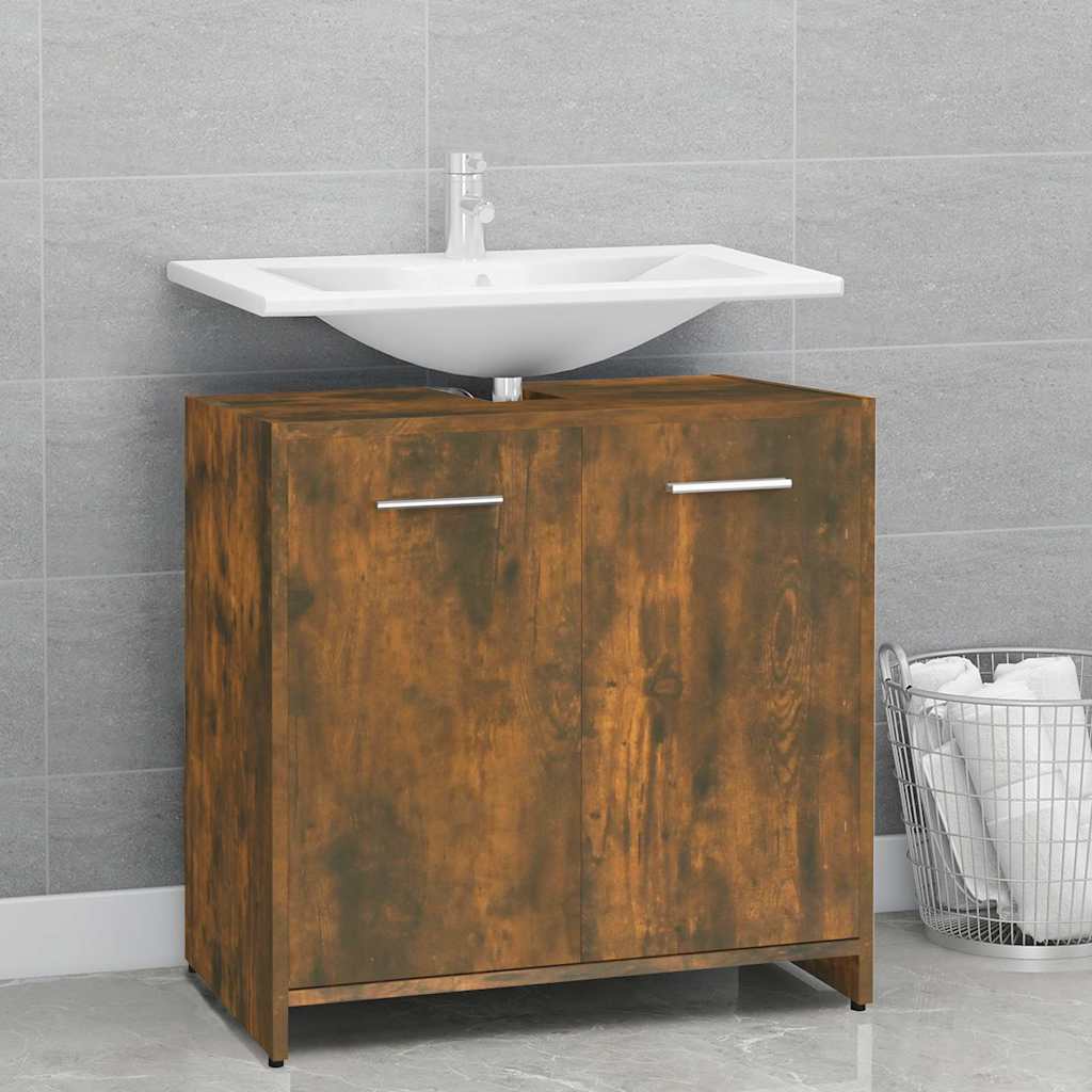 Badeværelsesskab 60×33×60 cm i konstrueret træ - røget egetræ