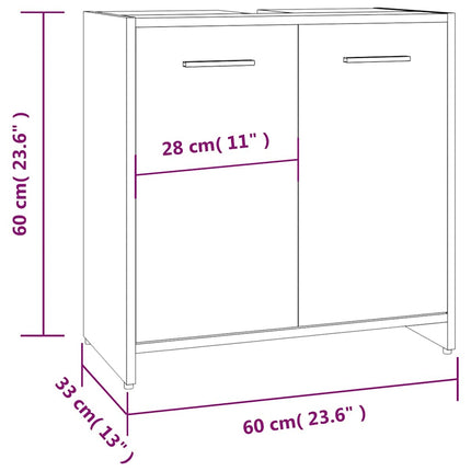 badeværelsesskab 60x33x60 cm konstrueret træ grå sonoma-eg