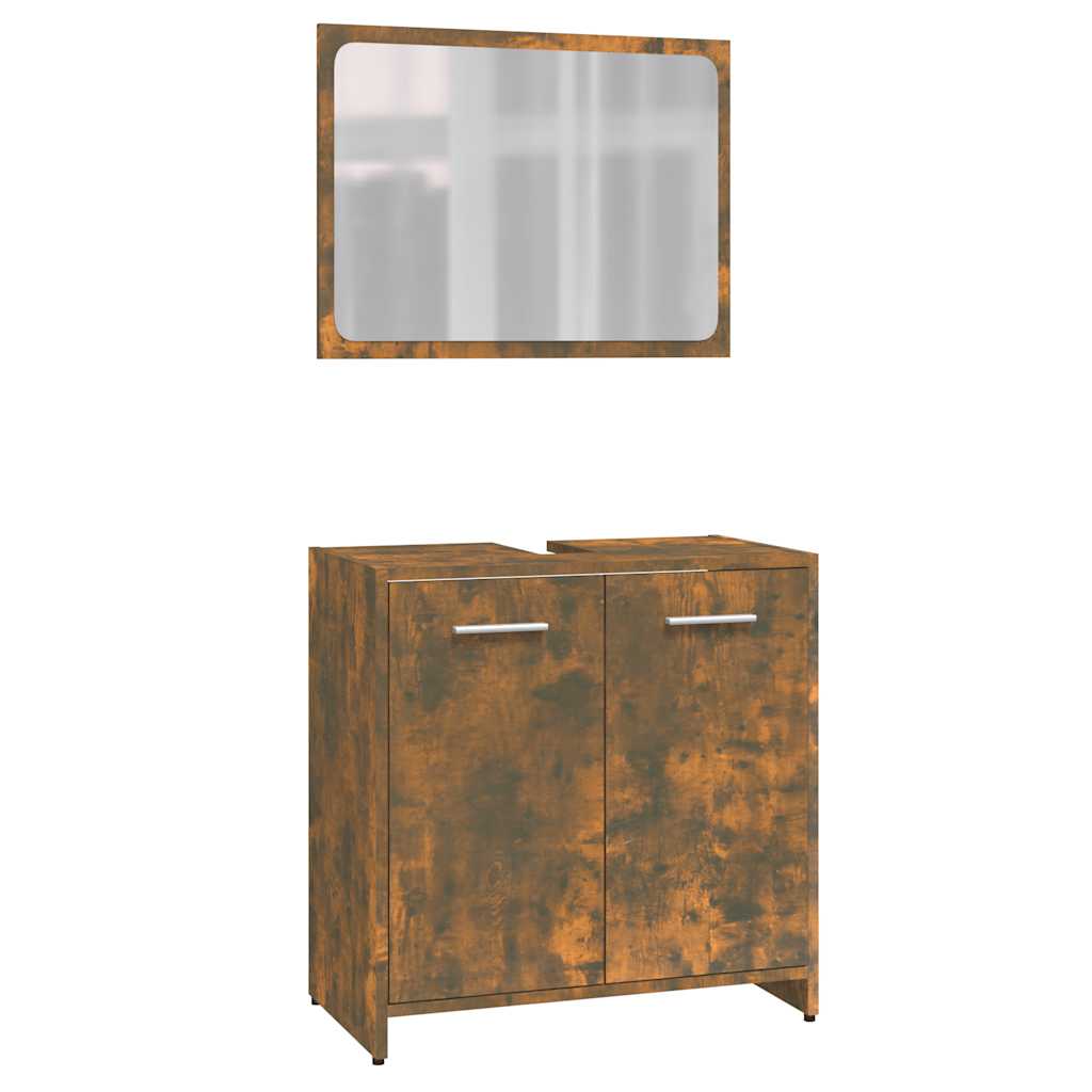 badeværelsesmøbelsæt konstrueret træ røget egetræsfarve