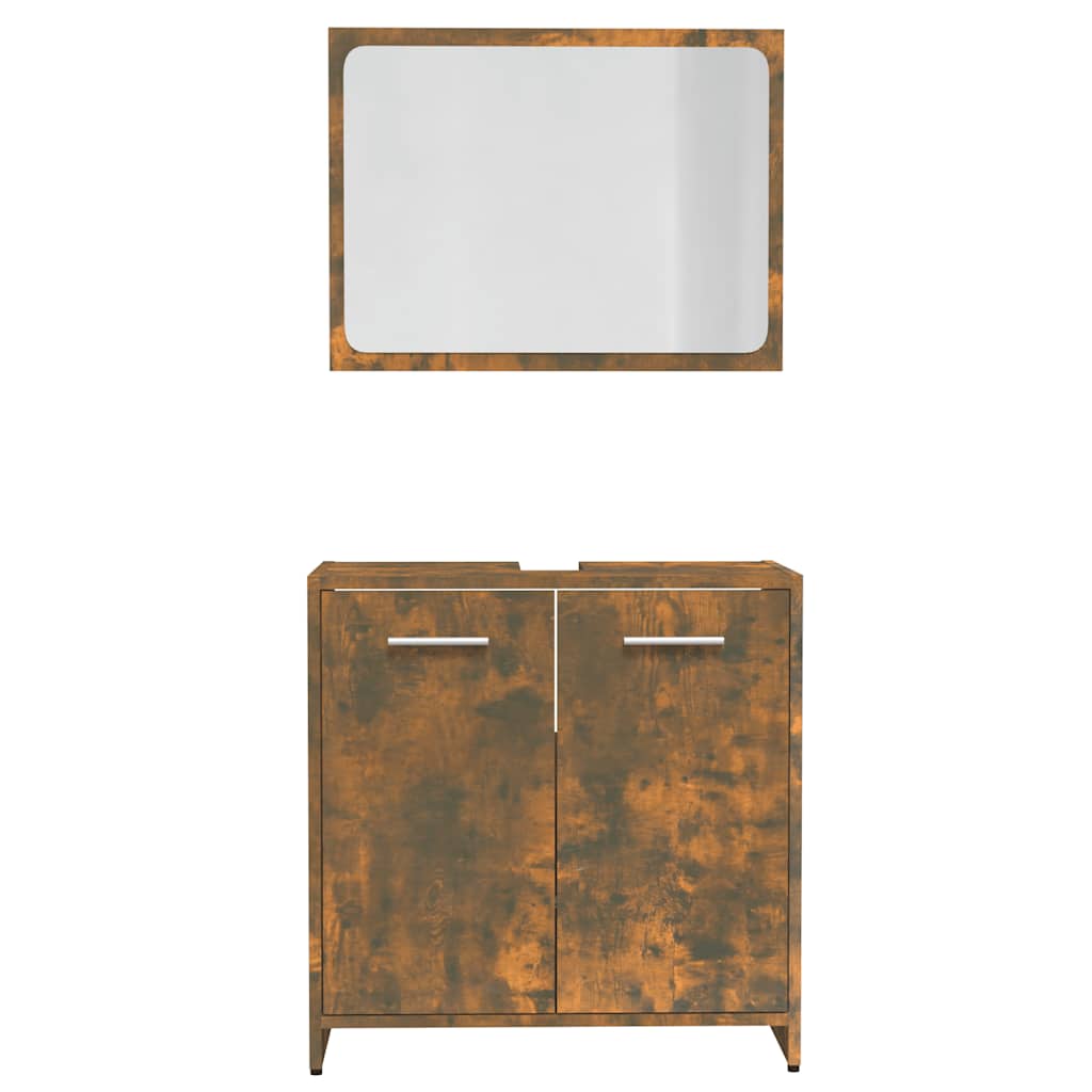 badeværelsesmøbelsæt konstrueret træ røget egetræsfarve