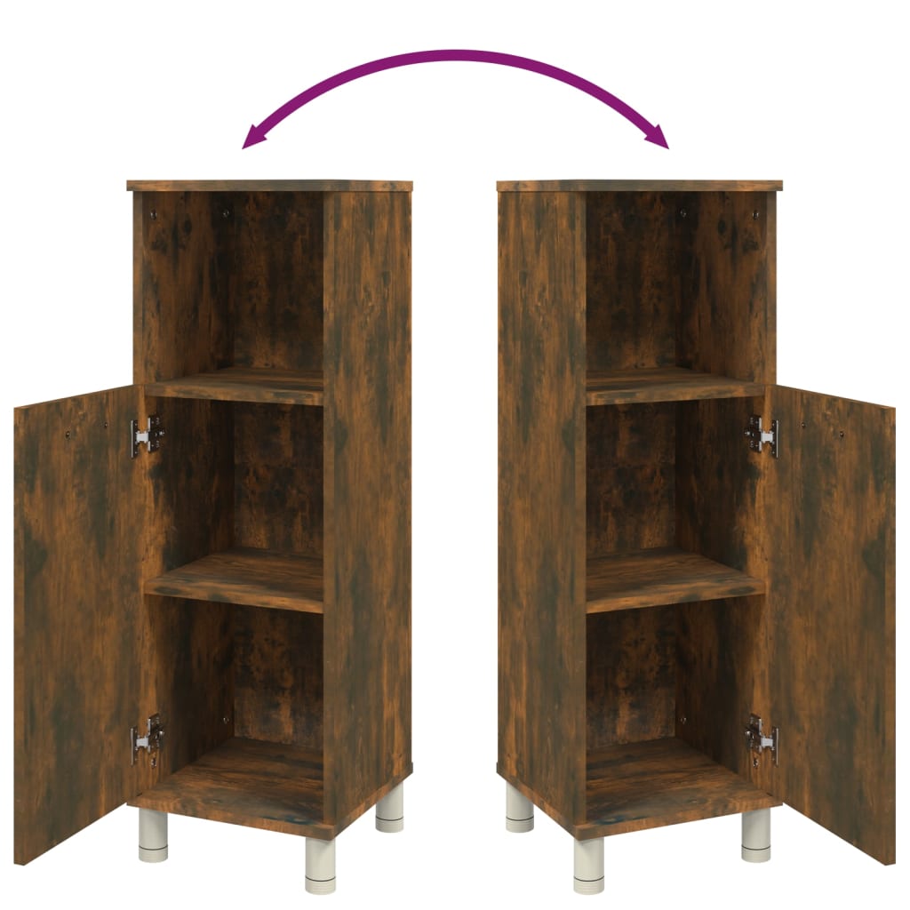 badeværelsesskab 30x30x95 cm konstrueret træ røget egetræ