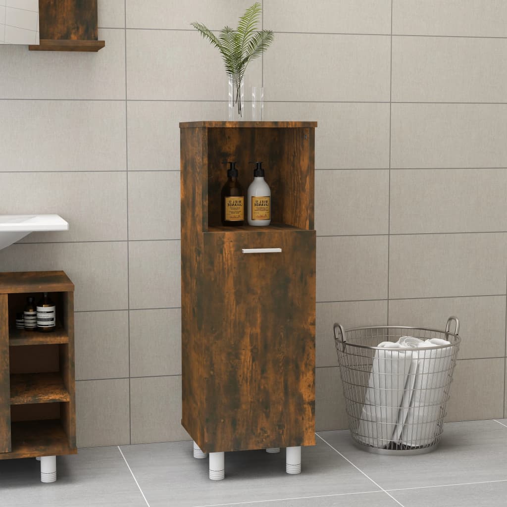 badeværelsesskab 30x30x95 cm konstrueret træ røget egetræ billede