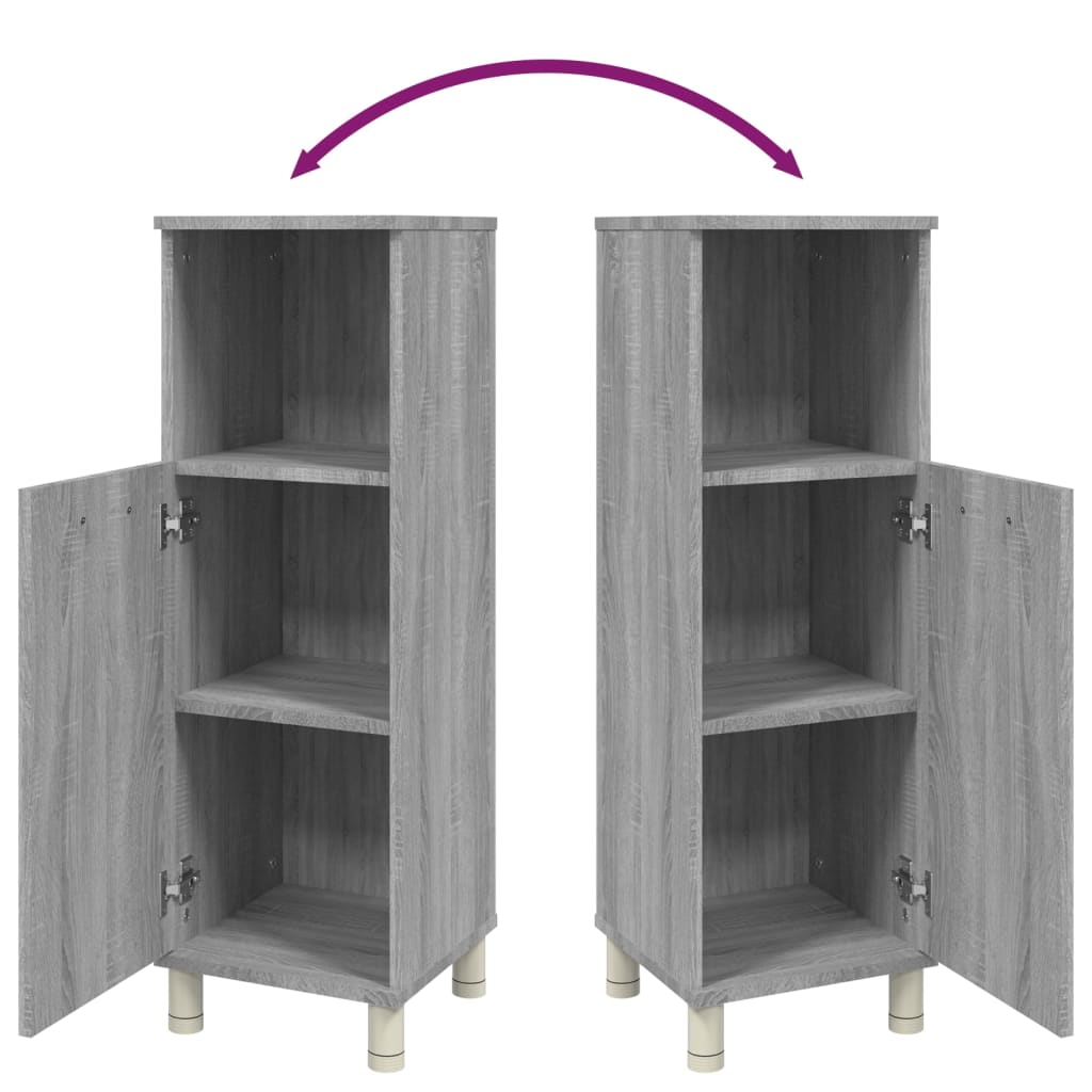 badeværelsesskab 30x30x95 cm konstrueret træ grå sonoma-eg