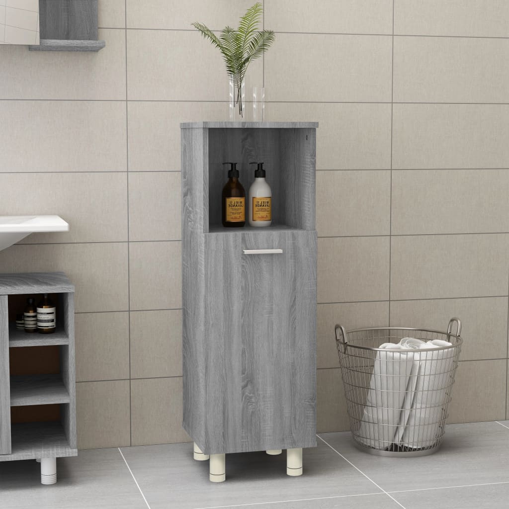 badeværelsesskab 30x30x95 cm konstrueret træ grå sonoma-eg billede