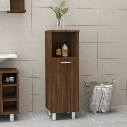 badeværelsesskab 30x30x95 cm konstrueret træ brunt egetræ