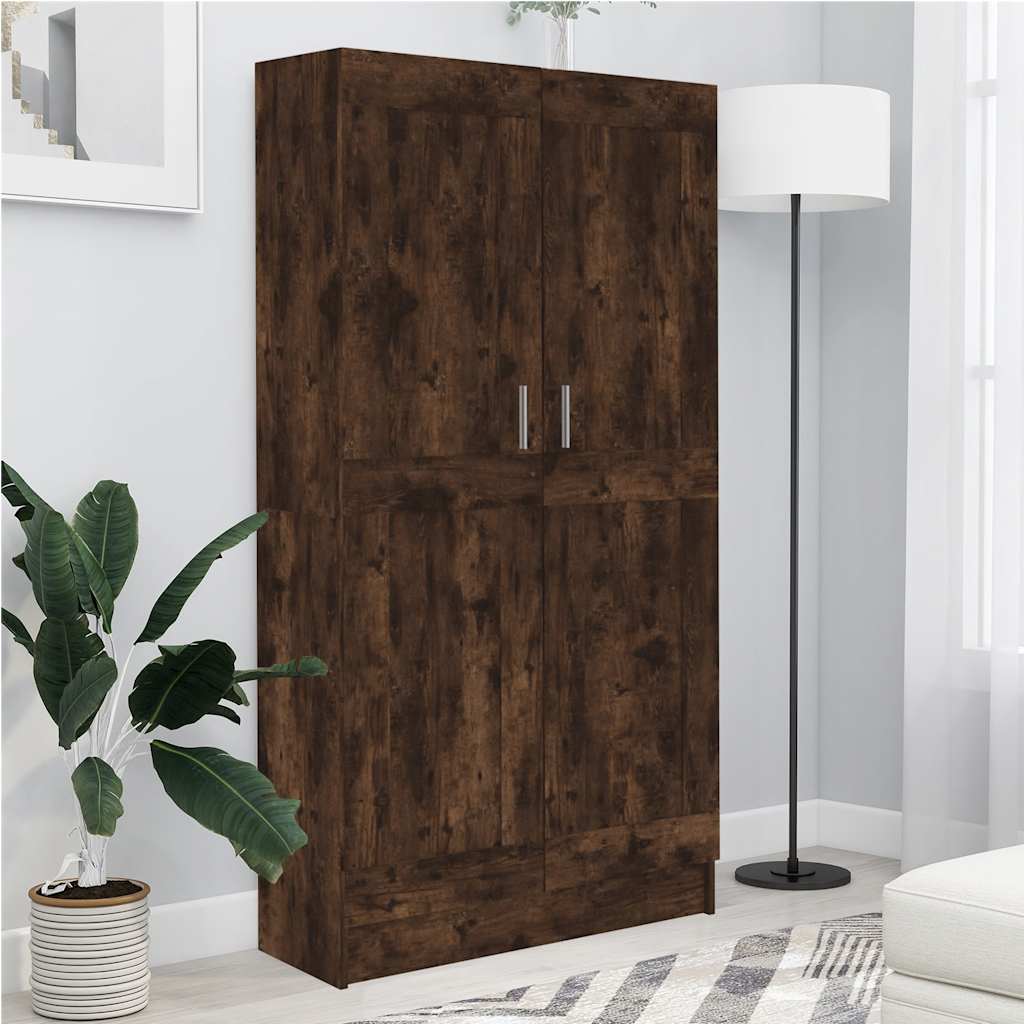 bogreol 82,5x30,5x150 cm konstrueret træ røget egetræ billede