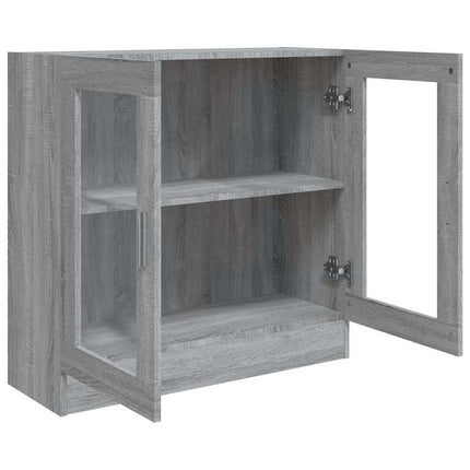vitrineskab 82,5x30,5x80 cm konstrueret træ grå sonoma-eg