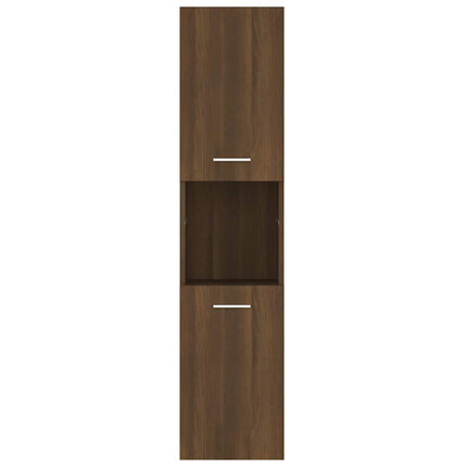 badeværelsesskab 30x30x130 cm konstrueret træ brun egetræ