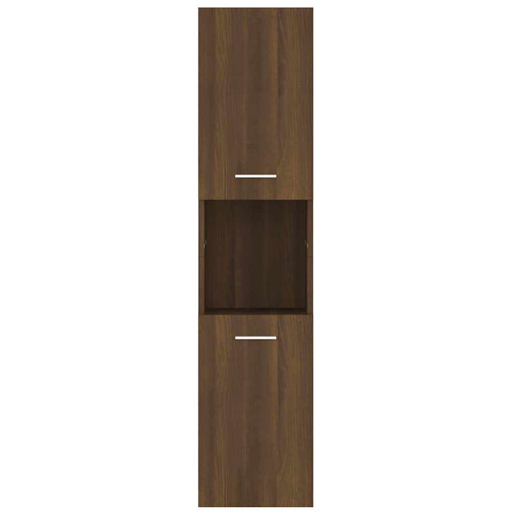 badeværelsesskab 30x30x130 cm konstrueret træ brun egetræ