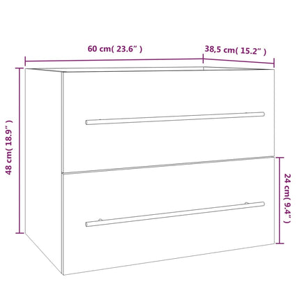 badeværelsesskab 60x38,5x48 cm konstrueret træ grå sonoma-eg