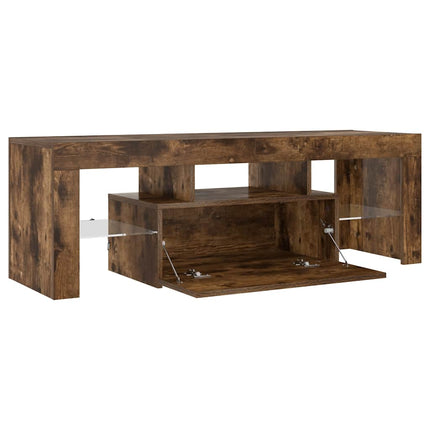 tv-bord med LED-lys 120x35x40 cm røget eg