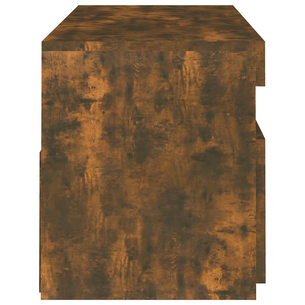 tv-bord med LED-lys 120x35x40 cm røget eg