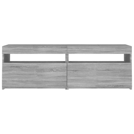 tv-bord med LED-lys 120x35x40 cm grå sonoma-eg