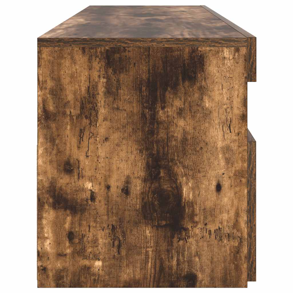 tv-bord med LED-lys 90x35x40 cm røget egetræsfarve