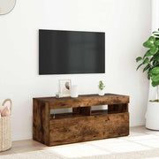 tv-bord med LED-lys 90x35x40 cm røget egetræsfarve