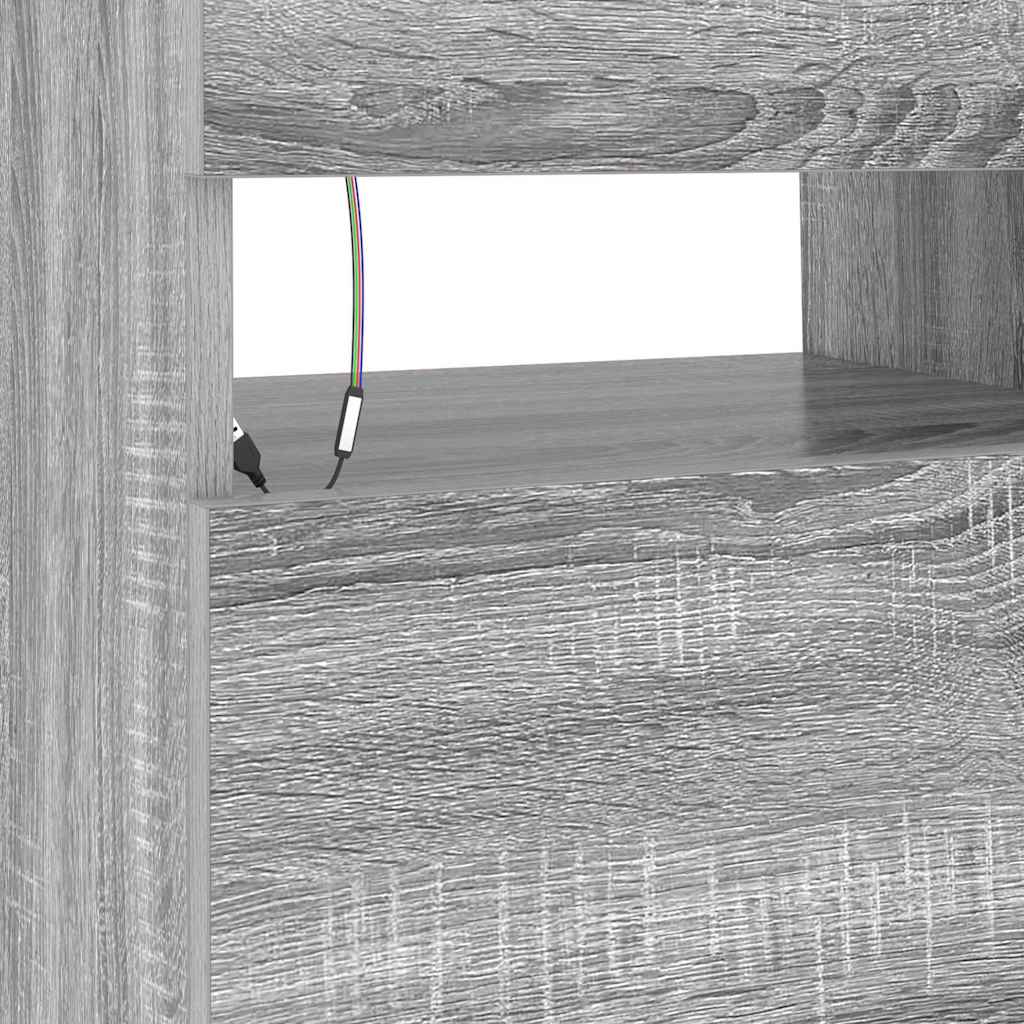 tv-bord med LED-lys 90x35x40 cm grå sonoma-eg