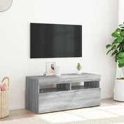 tv-bord med LED-lys 90x35x40 cm grå sonoma-eg