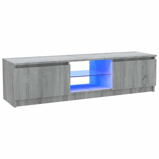 tv-bord med LED-lys 120x30x36 cm grå sonoma-eg