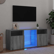 tv-bord med LED-lys 120x30x50 cm grå sonoma-eg