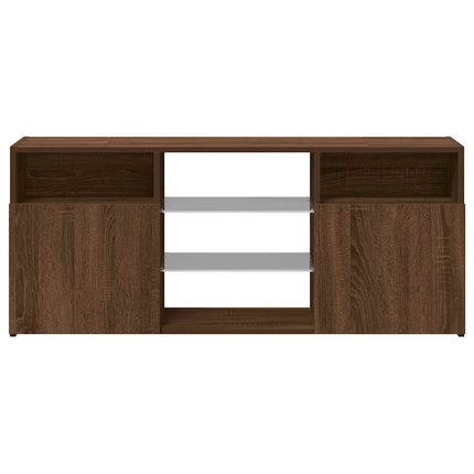tv-bord med LED-lys 120x30x50 cm brun egetræsfarve
