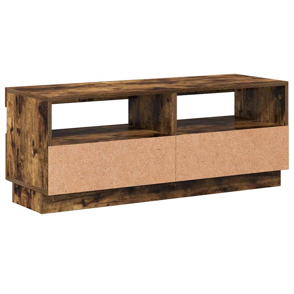 tv-bord med LED-lys 100x35x40 cm røget eg