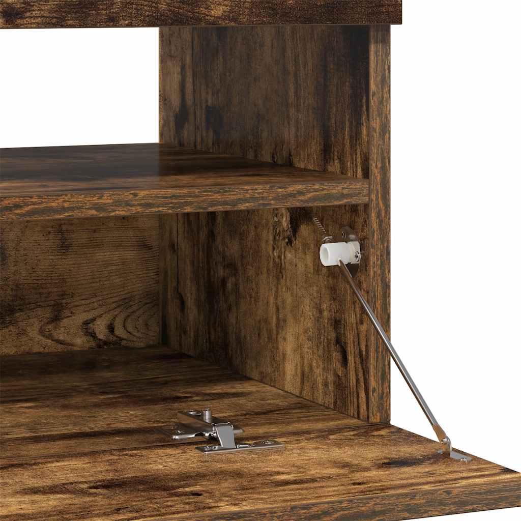 tv-bord med LED-lys 100x35x40 cm røget eg