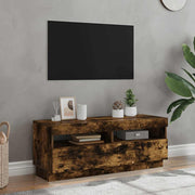 tv-bord med LED-lys 100x35x40 cm røget eg