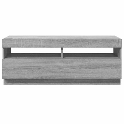 tv-bord med LED-lys 100x35x40 cm grå sonoma-eg