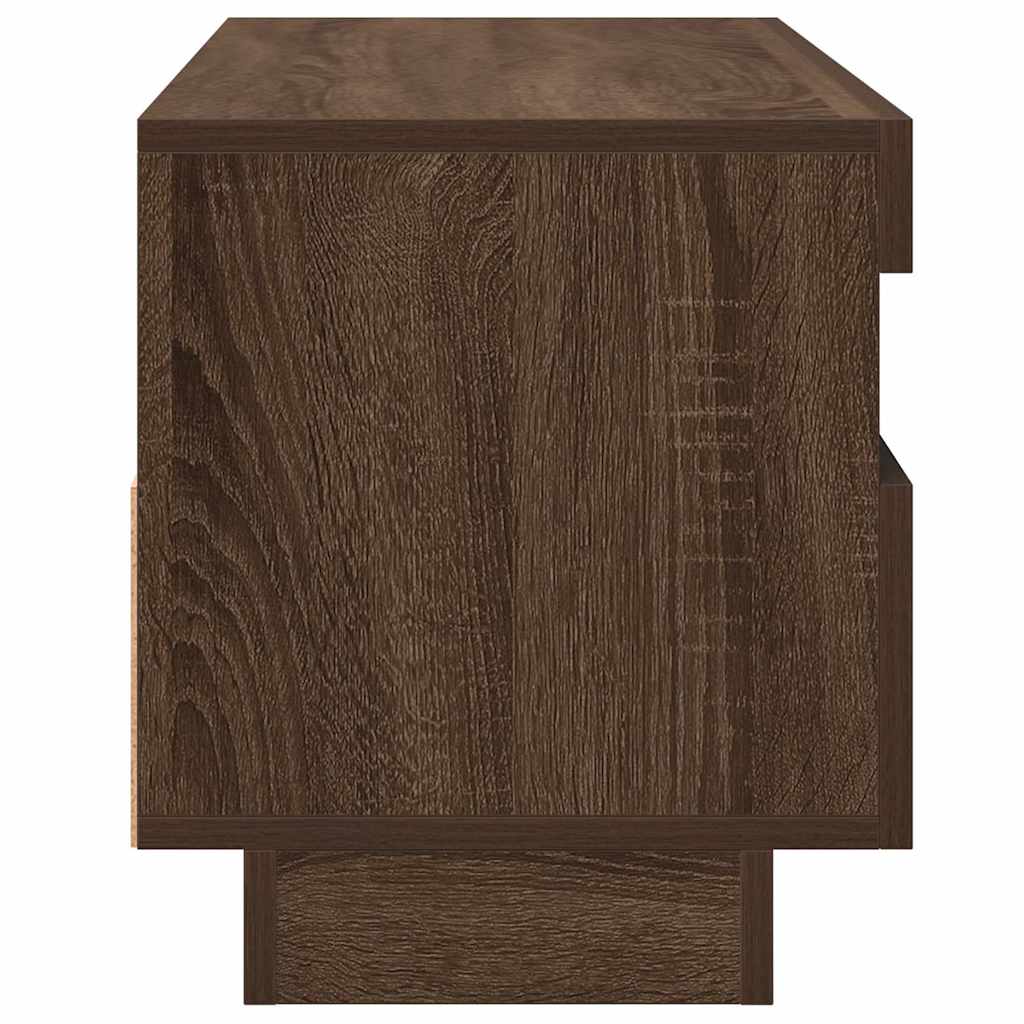 tv-bord med LED-lys 100x35x40 cm brun eg