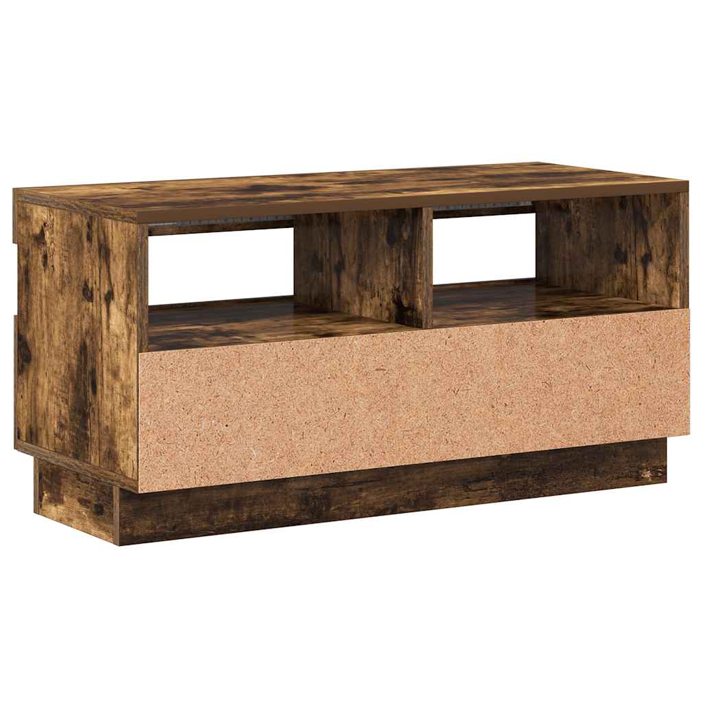 tv-bord med LED-lys 80x35x40 cm røget eg