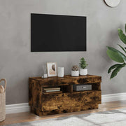 tv-bord med LED-lys 80x35x40 cm røget eg