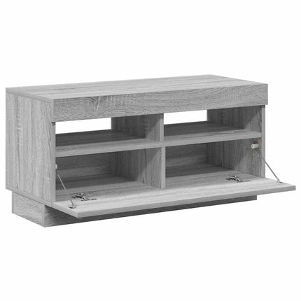 tv-bord med LED-lys 80x35x40 cm grå sonoma-eg